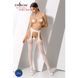 Эротические колготки-бодистокинг Passion S024 white, имитация соблазнительных чулочков и пояса, Белый