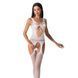 Бодістокінг Passion BS057 white, комбінезон, імітація панчох і пояса, Білий