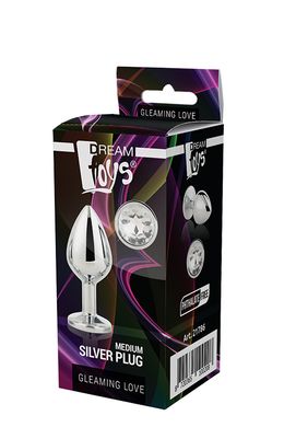 DT21786 Анальная пробка с камнем GLEAMING LOVE SILVER PLUG MEDIUM