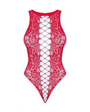 Боді з декоративними переплетеннями Obsessive B120, червоний, S/M/L