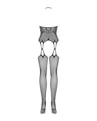 Бодистокинг Obsessive Bodystocking G316 S/M/L, цветочный декор, скрещенные подвязки