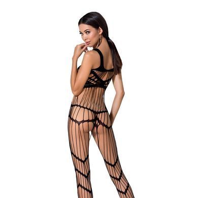 Бодістокінг Passion BS058 black, комбінезон, дуже повітряний, Черный