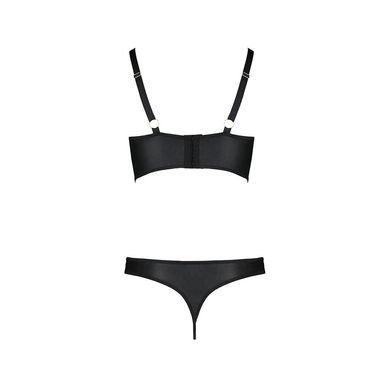 Комплект з екошкіри з люверсами та ремінцями Malwia Bikini black XXL/XXXL &mdash; Passion, бра та трусики, Черный