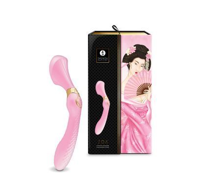 Вибромассажер Shunga Zoa Light Pink, двусторонний, Розовый