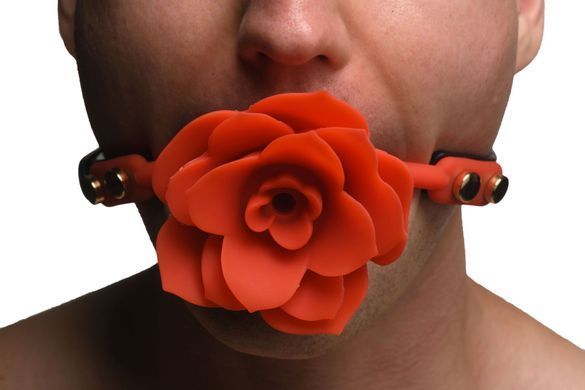 Силіконовий кляп з трояндою Master Series: Blossom Silicone Rose Gag &ndash; Red
