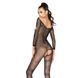 Бодістокінг Passion BS040 black, комбінезон з відкритими грудьми, Черный
