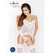 Корсет с пажами JANET CORSET white L/XL - Passion, трусики, полупрозрачный, Белый
