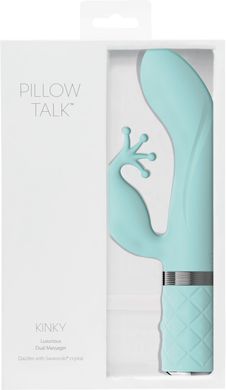 Роскошный вибратор-кролик Pillow Talk - Kinky Teal с кристаллом Сваровски, мощный, Бирюзовый