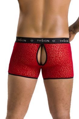 Мужские прозрачные боксеры Passion Short Parker S/M, красные, сетка, под леопард
