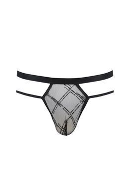 Мужские прозрачные стринги Passion Thong Collin XXL/XXXL, черные, сетка