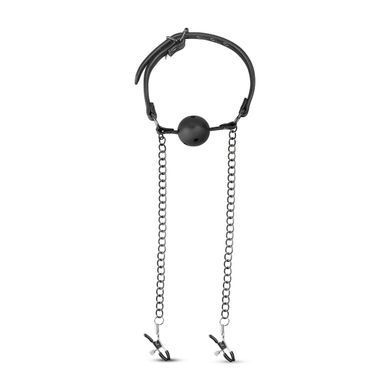 Кляп&nbsp;с&nbsp;зажимами&nbsp;на&nbsp;соски&nbsp;Open&nbsp;Ball&nbsp;Gag&nbsp;With&nbsp;Nipple&nbsp;Clamps, Черный