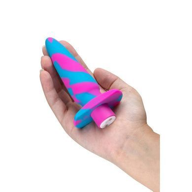 Анальный виброплаг Avant Vibrotize Fuchsia розово-голубой, 12.7 х 3.1 см