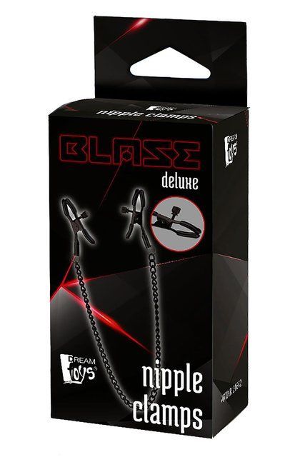Затискачі для сосків Dream Toys Blaze Deluxe Nipple Clamps на чорному ланцюжку