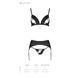 Комплект из эко-кожи Passion Miley Set black L/XL: трусики, бюстгальтер, пояс для чулок, Черный