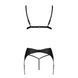 Комплект из эко-кожи Passion Miley Set black L/XL: трусики, бюстгальтер, пояс для чулок, Черный
