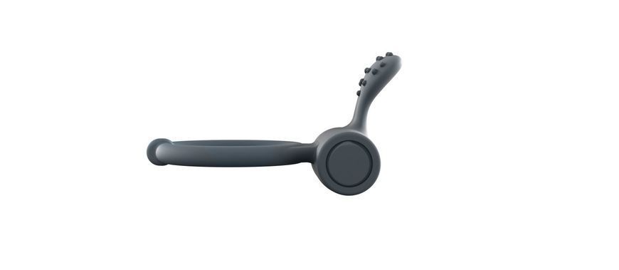 Эрекционное кольцо Dorcel Power Clit Plus с вибрацией, перезаряжаемое, с язычком со щеточкой, Черный