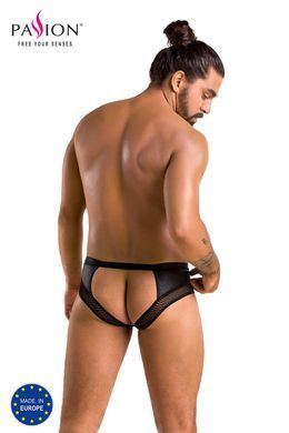 Чоловічі труси з ланцюжком Passion Slip Tom L/XL, чорні, екошкіра, відкриті сідниці