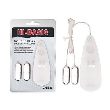 Віброяйця&nbsp;з&nbsp;пультом&nbsp;Cisa Hi-Basic Double&nbsp;Play&nbsp;Bullets, сріблясті