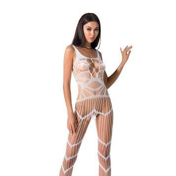 Бодістокінг Passion BS058 white, комбінезон, дуже повітряний, Білий