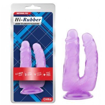 CH31251 Фаллоимитатор&nbsp;двойной&nbsp;на&nbsp;присоске&nbsp;фиолетовый Chisa&nbsp;Hi-Rubber&nbsp;7.9