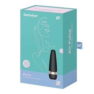 Вакуумний кліторальний стимулятор Satisfyer Pro 3 Vibration з вібрацією та дуже м&rsquo;яким кінчиком, Черный