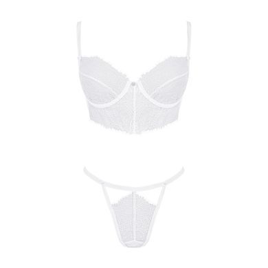 Комплект ажурний Obsessive Bianelle білий, S/M