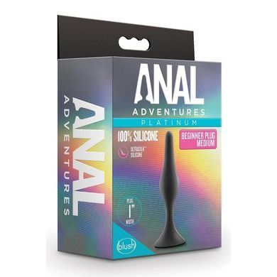 Анальний плаг Anal Adventures Platinum Silicone чорний, 10.8 х 2.5 см