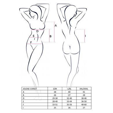 Корсет з пажами JOLENE CORSET black XXL/XXXL - Passion, трусики, напіввідчинені груди, напівпрозорий, Черный