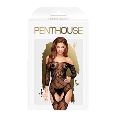 Бодістокінг з флористично-геометричним орнаментом Penthouse - Top-Notch Black S/L, Черный