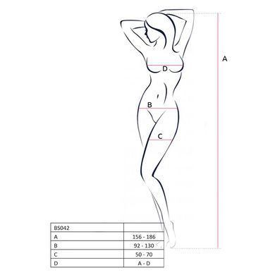 Бодістокінг Passion BS042 white, комбінезон, довгий рукав, закрите плече, Білий