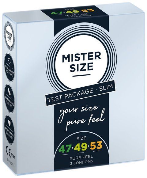 Набор презервативов Mister Size - pure feel - 47&ndash;49&ndash;53 (3 condoms), 3 размера, толщина 0,05 мм