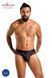Чоловічі труси з ланцюжком Passion Slip Tom L/XL, чорні, екошкіра, відкриті сідниці