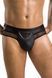 Чоловічі труси з ланцюжком Passion Slip Tom L/XL, чорні, екошкіра, відкриті сідниці