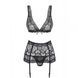 Комплект с поясом для чулок Obsessive 856-SEG-1 3 pcs set S/M
