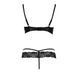 Комплект белья NORTH SET black S/M - Passion Exclusive: лиф и трусики с элементами под латекс, Черный