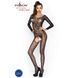 Бодистокинг Passion BS042 black, комбинезон, длинный рукав, закрытое плечо, Черный