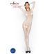 Бодістокінг Passion BS042 white, комбінезон, довгий рукав, закрите плече, Білий
