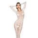 Бодістокінг Passion BS042 white, комбінезон, довгий рукав, закрите плече, Білий