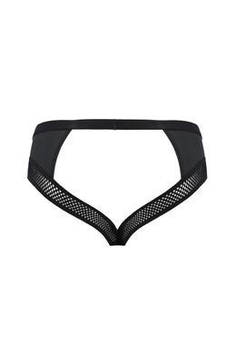 Мужские трусы с цепочкой Passion Slip Tom S/M, черные, экокожа, открытые ягодицы