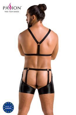 Комплект эротического мужского белья Passion Set John L/XL, черный, трусы, портупея
