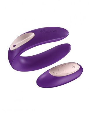 Вибратор для пар Satisfyer Double Plus Remote с пультом ДУ и двумя моторчиками, Фиолетовый