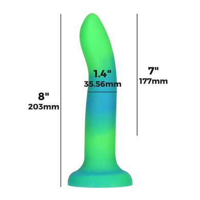 Светящийся в темноте фаллоимитатор ADDICTION Rave 8″ Glow in the Dark Dildo Blue Green, 20,3 см