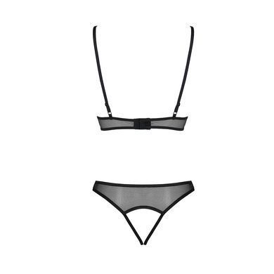 Комплект: браллет с ажурным лифом и открытыми трусиками Christa Set with Open Bra black L/XL &mdash; Passi, Черный