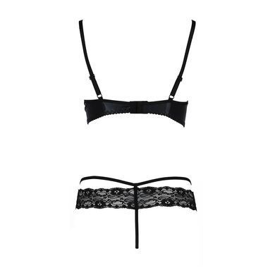 Комплект білизни NORTH SET black XXL/XXXL - Passion Exclusive: ліф і трусики з елементами під латекс, Черный