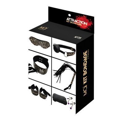 Набор MAI BDSM STARTER KIT N&ordm; 75 Leopard: плеть, кляп, наручники, маска, ошейник, веревка, зажимы
