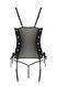 Сетчатый корсет из экокожи Passion Malwia Corset 4XL/5XL black, с люверсами и съемными пажами