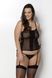 Сетчатый корсет из экокожи Passion Malwia Corset 4XL/5XL black, с люверсами и съемными пажами