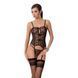 Корсет с пажами GRACIA CORSET black S/M - Passion, трусики, полупрозрачный, Черный