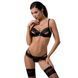 Комплект білизни NORTH SET black XXL/XXXL - Passion Exclusive: ліф і трусики з елементами під латекс, Черный