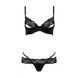 Комплект білизни NORTH SET black XXL/XXXL - Passion Exclusive: ліф і трусики з елементами під латекс, Черный